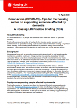 Coronavirus (COVID-19): Tips for the housing sector on supporting someone affected by dementia: A Housing LIN Practice Briefing (No3)